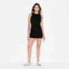 Women's Button-Front Ribbed Mini Skater Dress - Wild Fable™