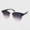 Women's Retro Browline Sunglasses - Wild Fable™ Black