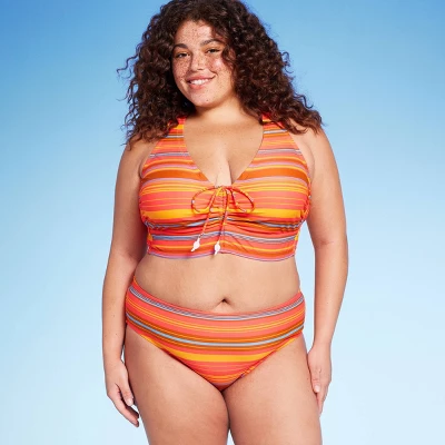 Women's Mid-Rise Full Coverage Hipster Bikini Bottom - Wild Fable™ Red Striped 4 Women's Mid-Rise Full Coverage Hipster Bikini Bottom - Wild Fable™ Red Striped - Image 2