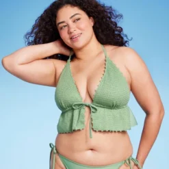 Women's Crochet Tie-Front Longline Bikini Top - Wild Fable™ Soft Green -Selfie Leslie GUEST 89ed3612 e4b3 4808 8731 fb6faa371484