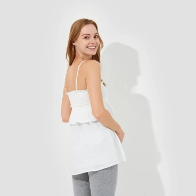 Women's Convertible Smocked Babydoll Top - Wild Fable™ White 3 Women's Convertible Smocked Babydoll Top - Wild Fable™ White