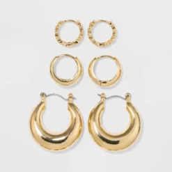 Trio Hoop Earring Set 3pc - Wild Fable™ Gold: Brass Nickel-Free Metal, Clip-In Clasp -Selfie Leslie GUEST 8d43a4b6 ed3c 4b57 87d5 bbea23bbf3ba