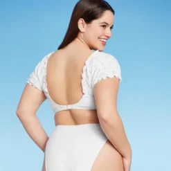 Women's Puff Sleeve Eyelette Bralette Bikini Top - Wild Fable™ White -Selfie Leslie GUEST 8faf993b 81a4 4fe9 8a8f 31b7fa962180