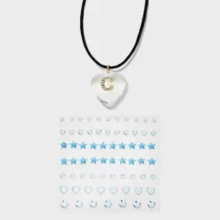 Acrylic Heart With Face Gems Pendant Necklace - Wild Fable™ Clear/Black -Selfie Leslie GUEST 909fc408 e166 4c2d a23c 49eef3e18313