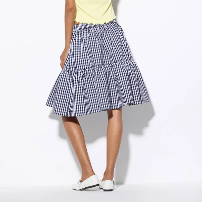 Women's Low-Rise Tiered Midi Skirt - Wild Fable™ Navy Blue Gingham 3 Women's Low-Rise Tiered Midi Skirt - Wild Fable™ Navy Blue Gingham