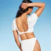 Women's Puff Sleeve Eyelette Bralette Bikini Top - Wild Fable™ White -Selfie Leslie GUEST 959278f7 1cea 48d2 8368 abd0f852a562