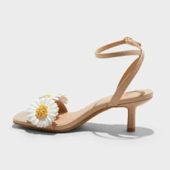 Women's Brianna Daisy Ankle Strap Heels - Wild Fable™ Beige