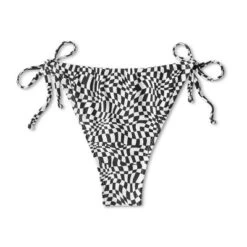 Women's Side-Tie Adjustable Coverage Ultra High Leg Bikini Bottom - Wild Fable™ Black/White Check Print -Selfie Leslie GUEST 995f38bf ec1a 4b42 a052 72ac0207fc71