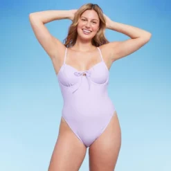 Women's Shirred Detail Underwire High Leg Extra Cheeky One Piece Swimsuit - Wild Fable™ Lilac Purple -Selfie Leslie GUEST 9aa65a14 225c 46c2 ae93 d506980a02d4