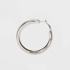 Wide Hoop Earring Set 3pc - Wild Fable™ Silver: Clip-In Clasp, Nickel-Free Metal, 2" Diameter