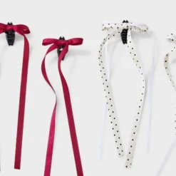Mini Bow On Salon Hair Clip Set 4pc - Wild Fable™ Red/Polka Dot