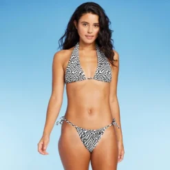 Women's Side-Tie Adjustable Coverage Ultra High Leg Bikini Bottom - Wild Fable™ Black/White Check Print -Selfie Leslie GUEST b0b716c9 fc99 4954 8731 6c6eef34d9d8