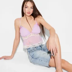 Women's Lace Trim Tank Top - Wild Fable™ Pink Floral -Selfie Leslie GUEST b595b376 1169 44f4 a1b1 7e7ab566ac88