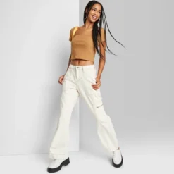Women's High-Rise Cargo Baggy Jeans - Wild Fable™ Off-White -Selfie Leslie GUEST b7e40712 f8ea 4363 a50c 0f2642a9d94b