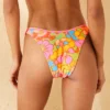 Women's Reversible Contrast Binding Mid-Rise High Leg Cheeky Bikini Bottom - Wild Fable™ Green Floral Print/Pink Striped