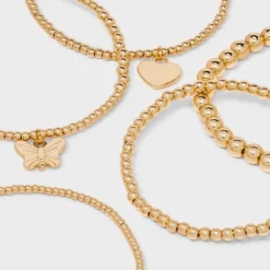 Butterfly And Heart Charm Stretch Bracelet Set 5pc - Wild Fable™ Gold -Selfie Leslie GUEST bb62e9ad fe76 4b5b be0b 50b32d4060e4