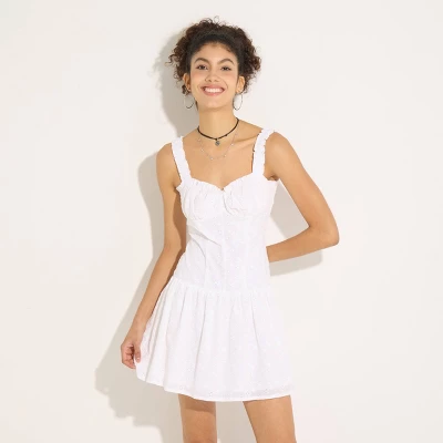 Women's Eyelet Ruffle Babydoll Dress - Wild Fable™ Fresh White 5 Women's Eyelet Ruffle Babydoll Dress - Wild Fable™ Fresh White - Image 3