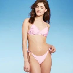 Women's Side-Tie Scoop Front High Leg Cheeky Bikini Bottom - Wild Fable™ Light Pink Lurex -Selfie Leslie GUEST c4c9c03f b1fb 4a4c b667 4fb47f651eba