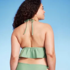 Women's Crochet Tie-Front Longline Bikini Top - Wild Fable™ Soft Green -Selfie Leslie GUEST c5739bc9 c0b2 4525 80a1 0dc09ad82033