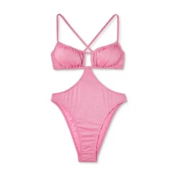 Women's Cut Out One Piece Swimsuit - Wild Fable™ Pink Lurex -Selfie Leslie GUEST c67d1a84 af54 43b9 aea3 5f7d1c0bb3b6