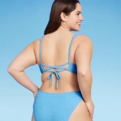 Women's Pucker Square Neck Wide Strap Bralette Bikini Top - Wild Fable™