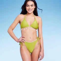 Women's Crochet Trim Side-Tie High Leg Extra Cheeky Bikini Bottom - Wild Fable™ Green -Selfie Leslie GUEST ce84fb4b 5815 4368 a623 8ab4fbcdf3fa