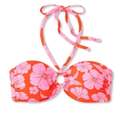 Women's Ring Front Halter Bandeau Bikini Top - Wild Fable™ Orange/Pink Tropical Print -Selfie Leslie GUEST d1905273 b2a6 439b 9737 e0b672705247