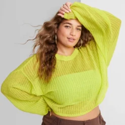 Women's Crewneck Open Knit Cropped Pullover - Wild Fable™ -Selfie Leslie GUEST d20e7f1e 6cd5 4942 83f1 12abbdb6b688