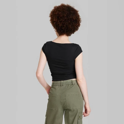Women's Cap Sleeve Ruched Side Seam T-Shirt - Wild Fable™ 4 Women's Cap Sleeve Ruched Side Seam T-Shirt - Wild Fable™ - Image 2