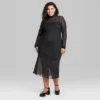 Women's Long Sleeve Rhinestone Mesh Midi Dress - Wild Fable™ Black