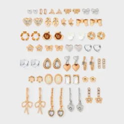 Flower Bow And Heart Earring Set 30pc - Wild Fable™ Gold -Selfie Leslie GUEST d97d6ecf 0783 432c 980d 686a69e1147d
