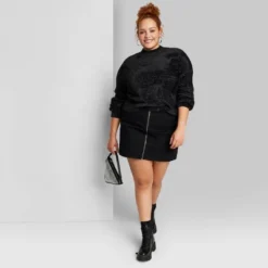 Women's Mock Turtleneck Fuzzy Boxy Pullover Sweater - Wild Fable™ -Selfie Leslie GUEST dac4ec88 3f36 4c0d 8a33 ef10bce9c656