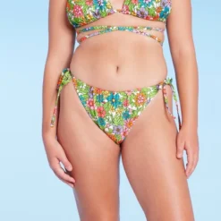 Women's Side-Tie Adjustable Coverage Ultra High Leg Bikini Bottom - Wild Fable™ Floral Print -Selfie Leslie GUEST e04384c0 e594 48b3 894c 1ec89f21a3cd