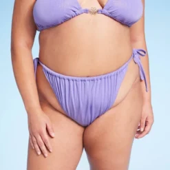 Women's Side-Tie Extra Cheeky High Leg Lurex Plisse Textured Bikini Bottom - Wild Fable™ Purple -Selfie Leslie GUEST e2d3c877 652a 4d70 b2aa bc9b9795ed84