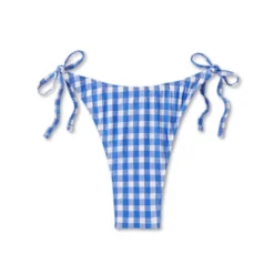 Women's Side-Tie Ultra High Leg Super Cheeky Bikini Bottom - Wild Fable™ Cobalt Blue Gingham Print -Selfie Leslie GUEST e36e10f3 b0b0 426d b3a5 7d62e3ea5608