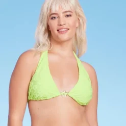 Women's Daisy Textured Ring Front Triangle Bikini Top - Wild Fable™ Green -Selfie Leslie GUEST e68eeeee da45 4c0f 8e2b b3f93f70eb10