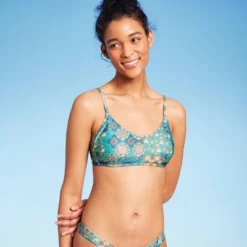 Women's Scoop Front Bralette Bikini Top - Wild Fable™ Blue Patchwork Print -Selfie Leslie GUEST e990b318 4981 43a0 903c 60929d9e08ff