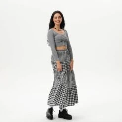 Women's Elastic Waistband Maxi Skirt - Wild Fable™ Black Gingham -Selfie Leslie GUEST ea3f9057 64e7 437c a965 48f24093e97f