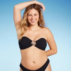 Women's Pucker Textured Center Front Shell Detail Bandeau Bikini Top - Wild Fable™ -Selfie Leslie GUEST ea528eff aa69 47e0 b0c3 3b7c170bd43d