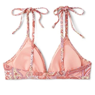 Women's Shoulder Tie Bralette Bikini Top - Wild Fable™ Peach Paisley Print 8 Women's Shoulder Tie Bralette Bikini Top - Wild Fable™ Peach Paisley Print - Image 6