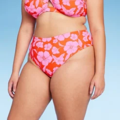 Women's High Leg Extra Cheeky Low-Rise Bikini Bottom - Wild Fable™ Orange/Pink Tropical Print -Selfie Leslie GUEST ee681f11 e039 4acc 9ace ba724255f4a7
