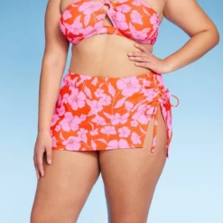Women's Cinch Side Skirt Cover Up - Wild Fable™ Orange/Pink Tropical Print -Selfie Leslie GUEST f465aafc dd5d 468a a3c1 9c4b5ba2b81c