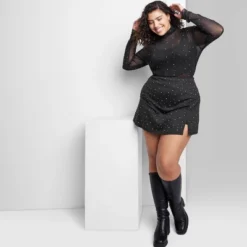 Women's Rhinestone Mesh Mock Turtleneck Top - Wild Fable™ -Selfie Leslie GUEST f4c60f9d c05b 482a adfc 2e176c1b92d5