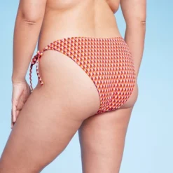 Women's Ribbed Side-Tie Scoop Front High Leg Extra Cheeky Bikini Bottom - Wild Fable™ Geo Print -Selfie Leslie GUEST fb77b4e9 7c91 4a4a a13d b04b360ece68
