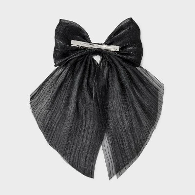 Bow Hair Barrette - Wild Fable™ Black: Fashion Clip, Solid Polyester, All Hair Types 3 Bow Hair Barrette - Wild Fable™ Black: Fashion Clip, Solid Polyester, All Hair Types